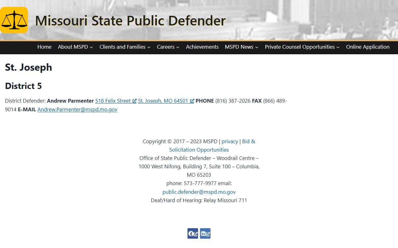 Andrew County criminal court records public defender district