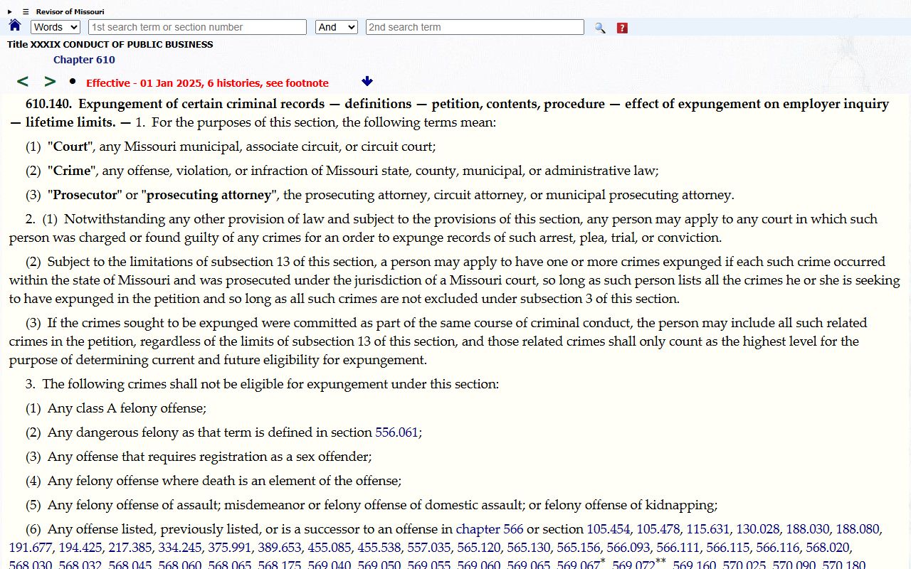 Andrew County criminal court records expungement statute
