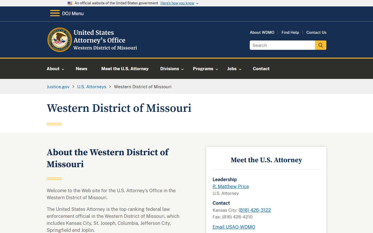 Andrew County criminal court records federal prosecutor context