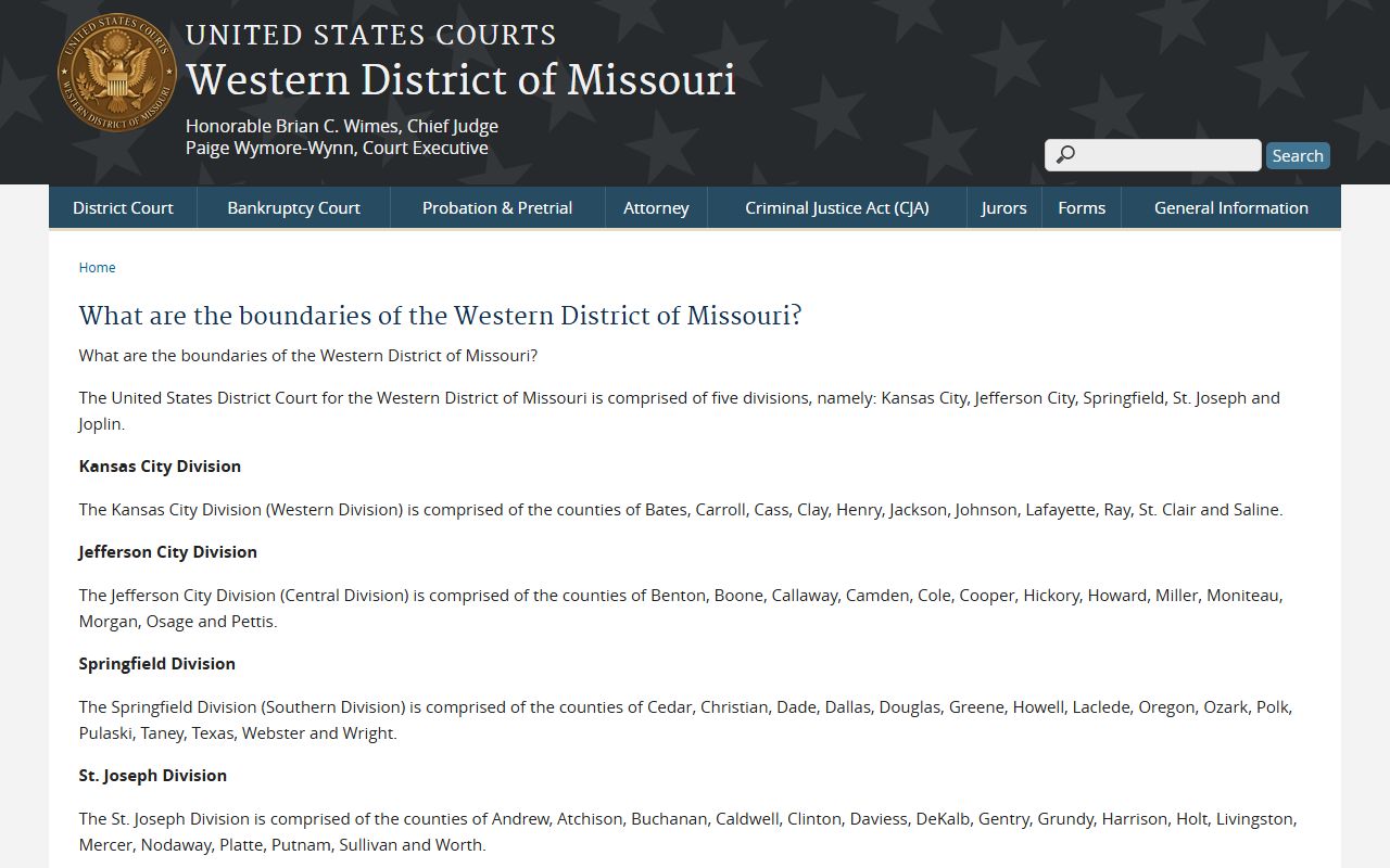 Andrew County Circuit Court records compared with federal district boundaries