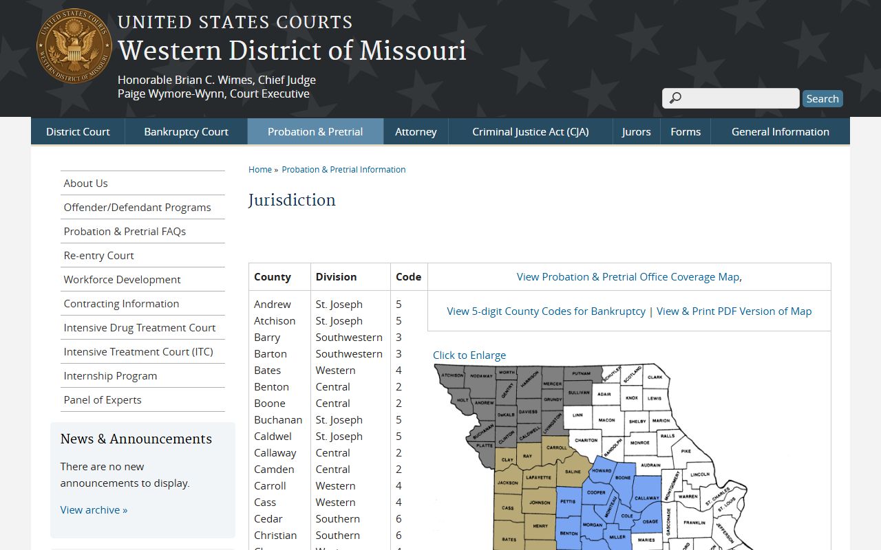 Andrew County Circuit Court records and federal jurisdiction list
