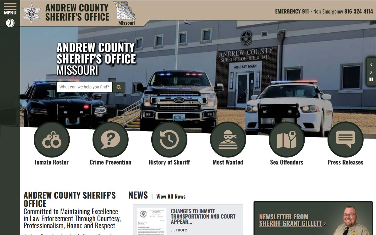 Andrew County inmate records sheriff office home page