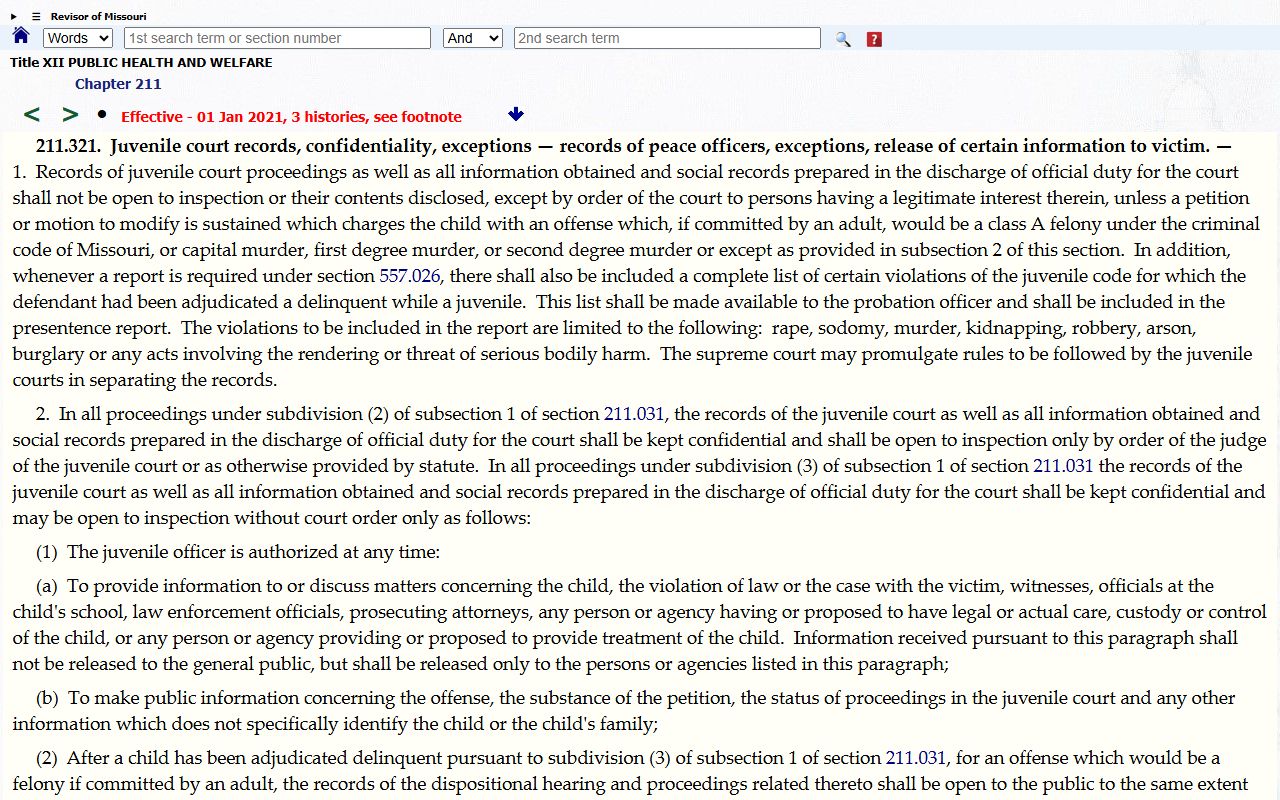 Andrew County probate records juvenile confidentiality statute