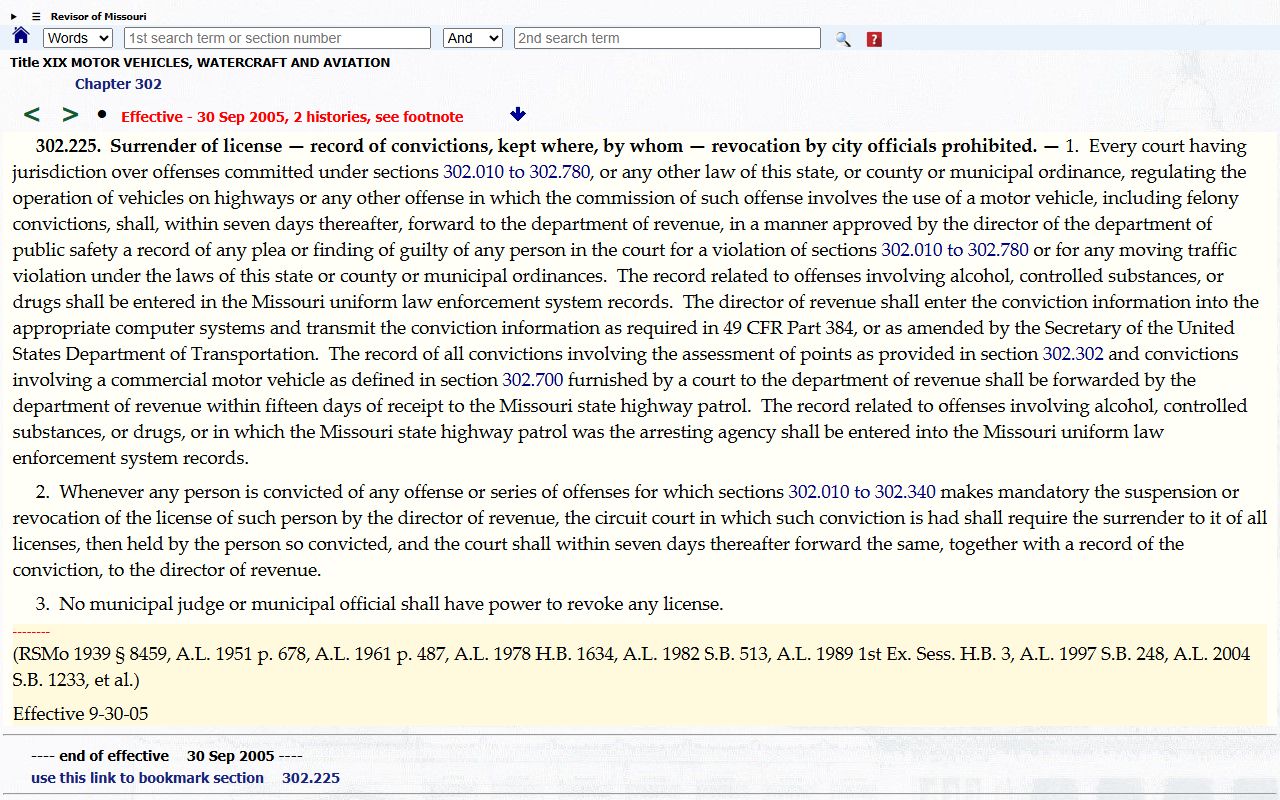 Andrew County traffic court records moving violation reporting statute